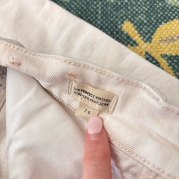 Madewell The Perfect Vintage Wide Leg Crop White Jean 26 - Picture 3 of 3